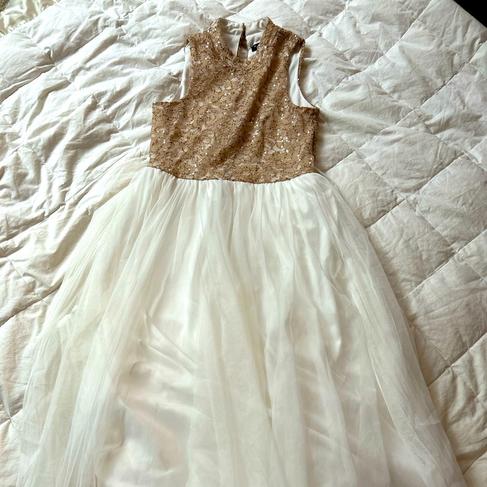 White And Tan Fluffy Dress